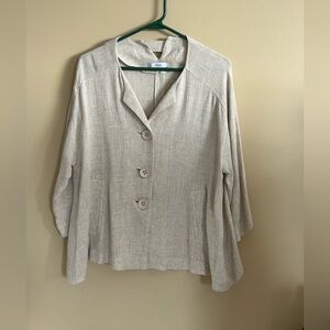 Rivera 3/4 Sleeve Linen blend Casual Beige Button-Up Blazer